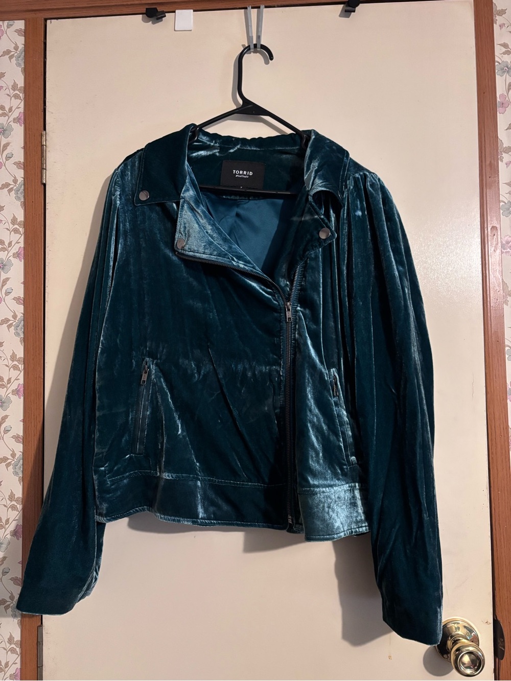 torrid Teal Velvet Moto Jacket
